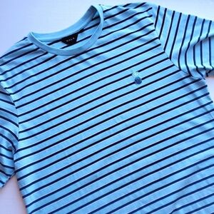 V.A.L.A. Aqua Navy Striped Pineapple Tee L NWOT